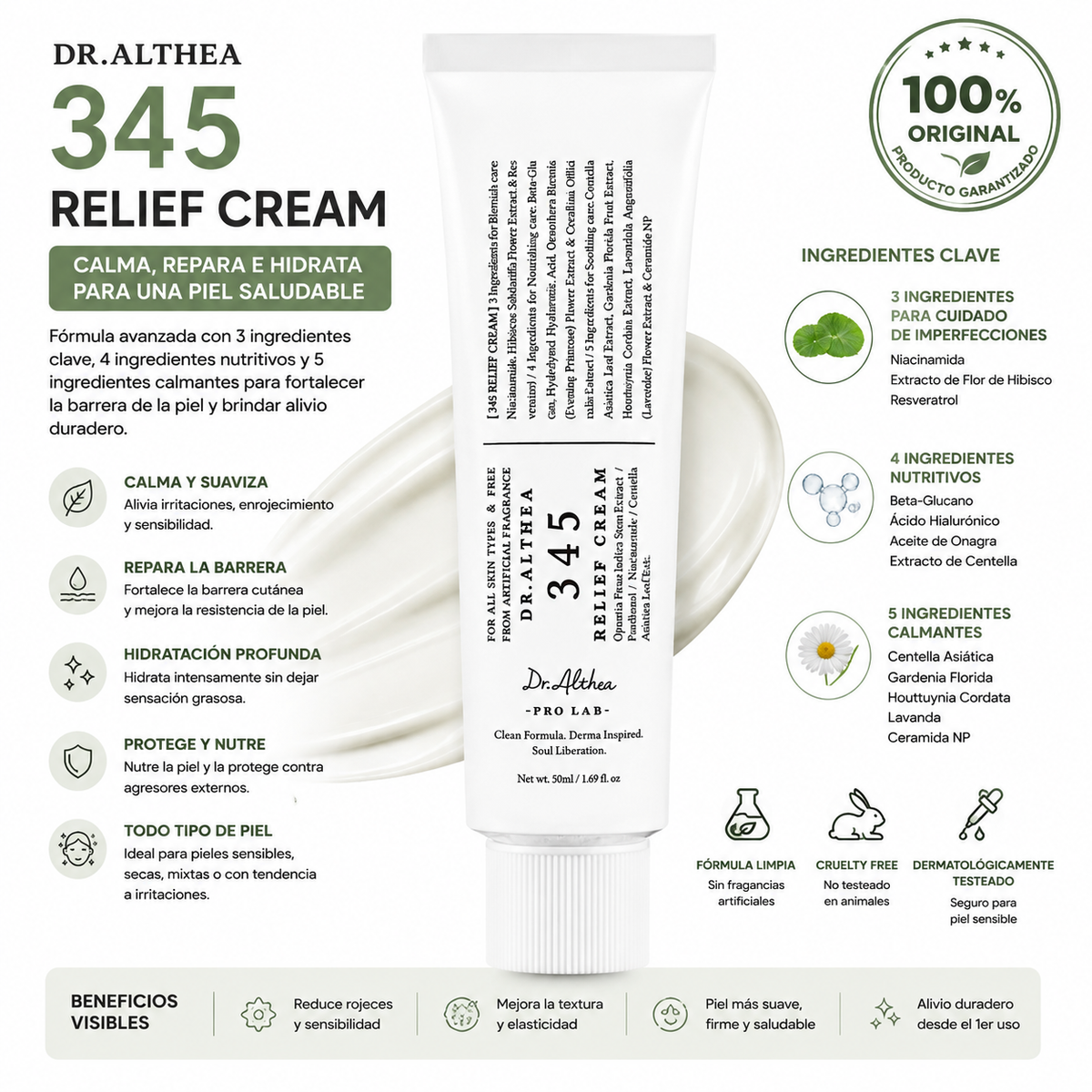 Dr Althea - 345 Relief Cream 50 ML | Crema Regeneradora Y Antiinflamatoria