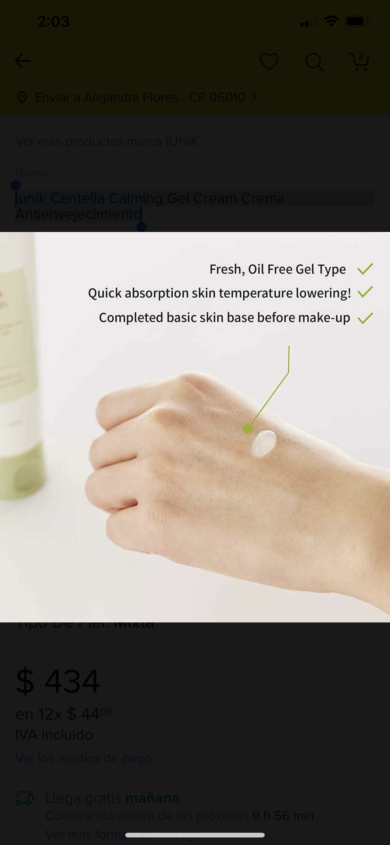 Iunik Centella Calming Gel Cream Crema Antienvejecimiento