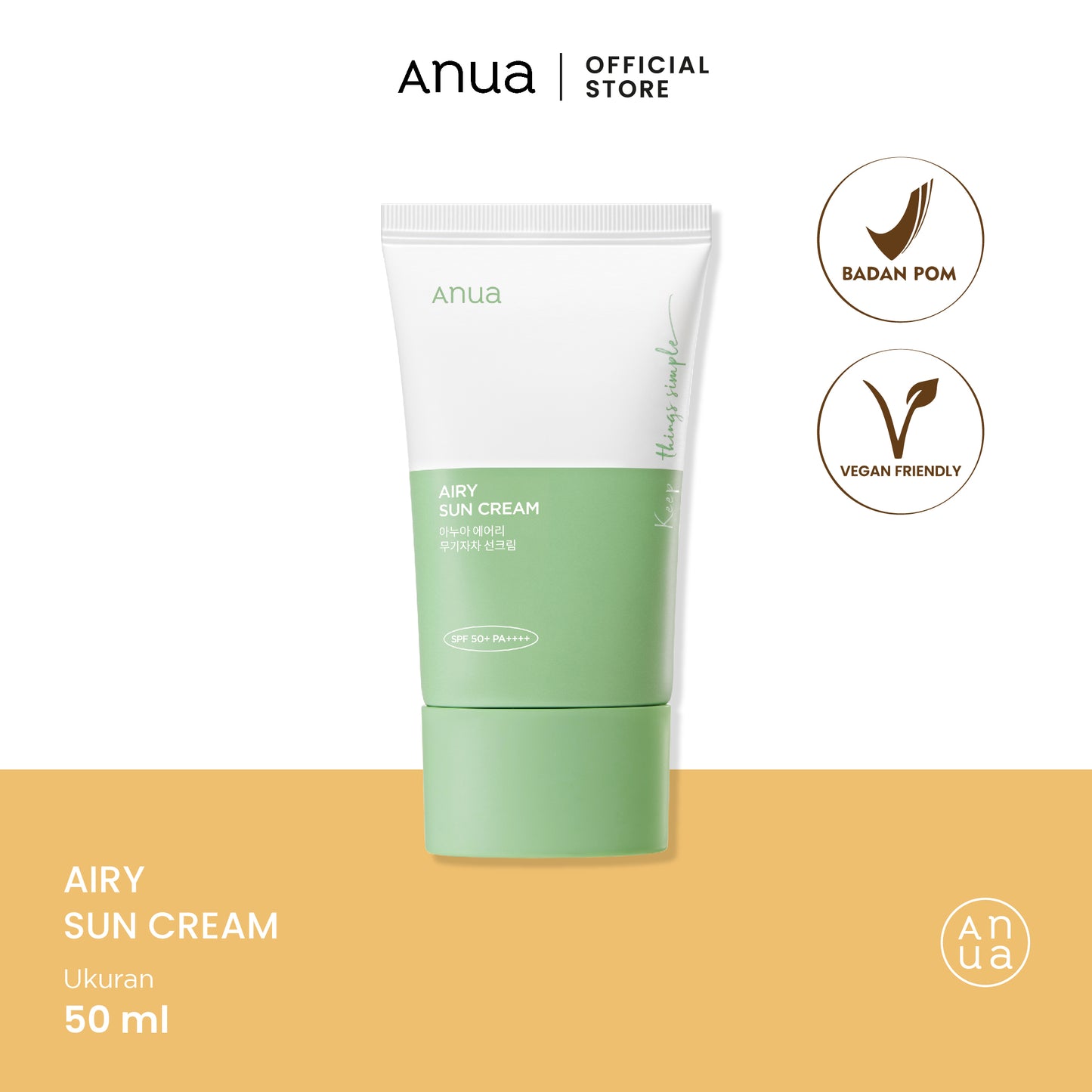 Anua Airy Sun Cream SPF50+ PA++++ 50ml (Protector Solar)