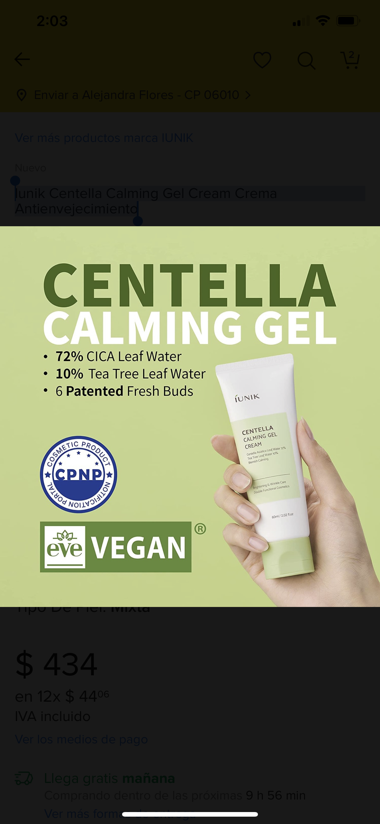 Iunik Centella Calming Gel Cream Crema Antienvejecimiento