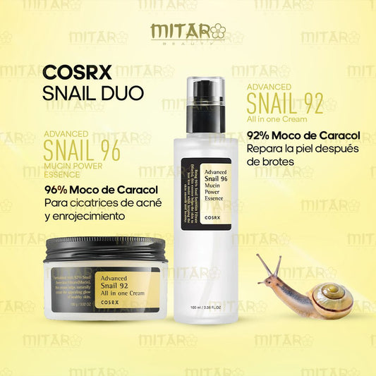 COSRX KIT Snail 92 All In One Cream y Snail 96 Mucin Power Essence